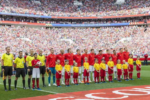 Moskova, Rusya - Haziran, 2018: Futbol takımı Spartak Stadium FIFA Dünya Kupası maçında.