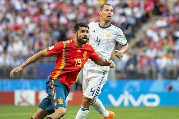Moskova, Rusya - Haziran, 2018: FIFA Dünya Kupası oyun maç sırasında vurdu. Gün zaman atış