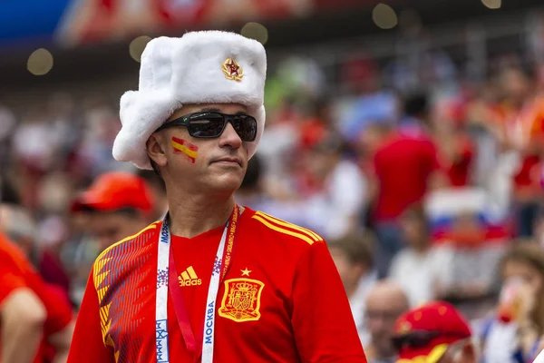 Rússia Junho 2018 Torcedor Futebol Apoiando Equipe Durante Jogo — Fotografia de Stock