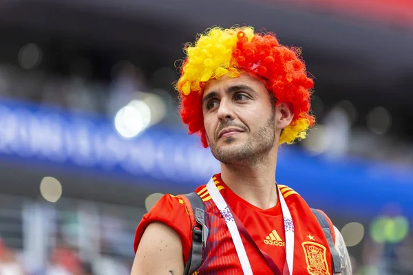 Rússia Junho 2018 Torcedor Futebol Apoiando Equipe Durante Jogo — Fotografia de Stock