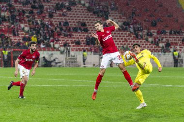 Moskova, Rusya -, 04.10.2018: Spartak stadyumu, Spartak Moskova (Moskova) - Villarreal Cf Uefa Avrupa Ligi maçında.