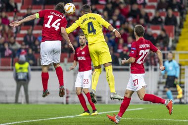 Moskova, Rusya -, 04.10.2018: Spartak stadyumu, Spartak Moskova (Moskova) - Villarreal Cf Uefa Avrupa Ligi maçında.