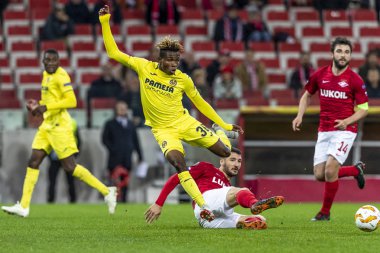 Moskova, Rusya -, 04.10.2018: Spartak stadyumu, Spartak Moskova (Moskova) - Villarreal Cf Uefa Avrupa Ligi maçında.