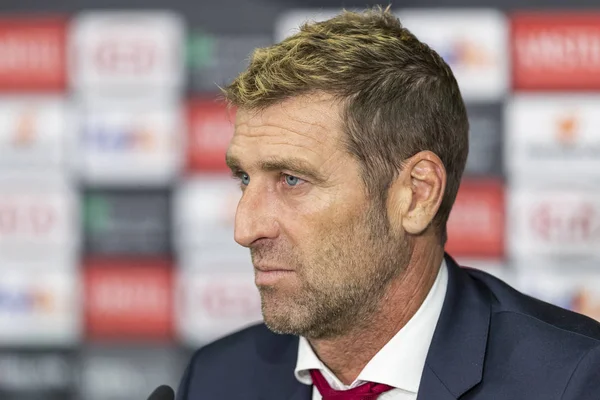 Moskova, Rusya -, 04.10.2018: Uefa Avrupa Ligi maçında Spartak stadyumu, Spartak Moskova (Moskova) - Villarreal Cf (koçu Spartak Moskova (Moskova) Massimo Carrera).