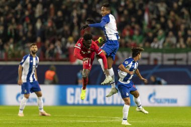 Moskova, Rusya -, 24.10.2018: Uefa Şampiyonlar Ligi oyunu Rzd Arena, Lokomotiv (Moskova) Portu (Portu).