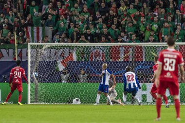 Moskova, Rusya -, 24.10.2018: Uefa Şampiyonlar Ligi oyunu Rzd Arena, Lokomotiv (Moskova) Portu (Portu).