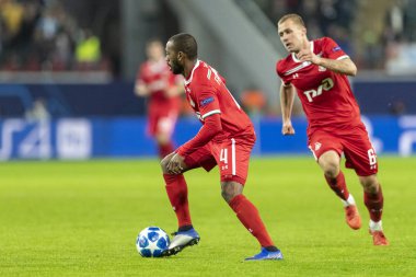 Moskova, Rusya -, 24.10.2018: Uefa Şampiyonlar Ligi oyunu Rzd Arena, Lokomotiv (Moskova) Portu (Portu).