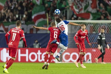 Moskova, Rusya -, 24.10.2018: Uefa Şampiyonlar Ligi oyunu Rzd Arena, Lokomotiv (Moskova) Portu (Portu).