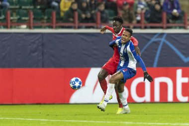 Moskova, Rusya -, 24.10.2018: Uefa Şampiyonlar Ligi oyunu Rzd Arena, Lokomotiv (Moskova) Portu (Portu).