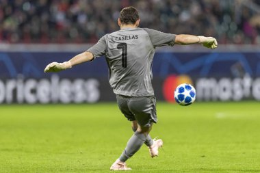 Moskova, Rusya -, 24.10.2018: Uefa Şampiyonlar Ligi oyunu Rzd Arena, Lokomotiv (Moskova) Portu (Portu) kalecisi Iker Casillas Fernndez.