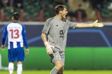Moskova, Rusya -, 24.10.2018: Uefa Şampiyonlar Ligi oyunu Rzd Arena, Lokomotiv (Moskova) Portu (Portu) kalecisi Iker Casillas Fernndez.