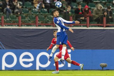 Moskova, Rusya -, 24.10.2018: Uefa Şampiyonlar Ligi oyunu Rzd Arena, Lokomotiv (Moskova) Portu (Portu).