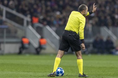 Moskova, Rusya -, 07.11.2018: Uefa Şampiyonlar Ligi oyunu Luzhniki Stadı'nda, Cska Moskova - Roma, ana hakem cüneyt çakır (Istanbul, Türkiye).