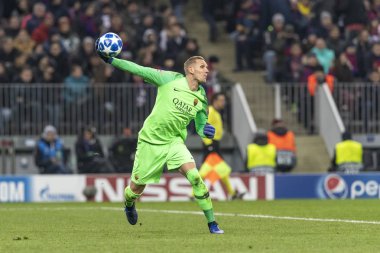 Moskova, Rusya -, 07.11.2018: Uefa Şampiyonlar Ligi maçında Luzhniki Stadı, Cska Moskova - Roma, Roma kaleci - Robin Olsen.