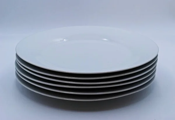 Stack Plates Isolated White Background — Stock Photo, Image