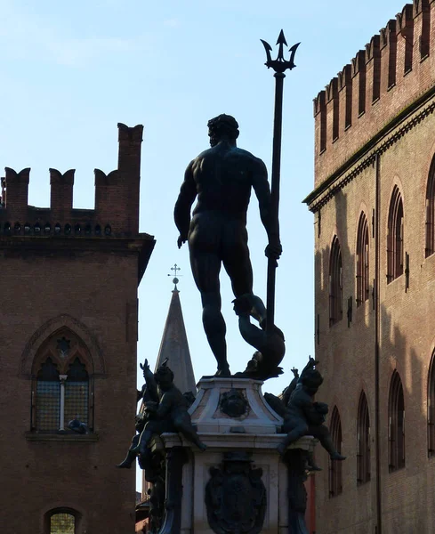 Fontanna Neptuna Piazza Del Nettuno Bolonia Włochy — Zdjęcie stockowe