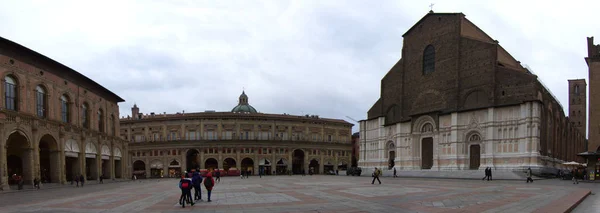 Panoramatický Pohled Piazza Maggiore Bologna Itálie — Stock fotografie