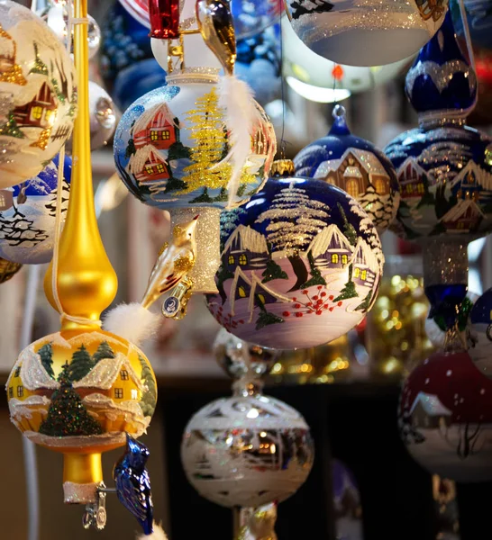 Decoraciones Tradicionales Hechas Mano Para Árbol Navidad Los Mercados Santa — Foto de Stock