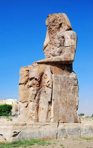 Colossus Esquerdo Memnon Luxor Egito — Fotografia de Stock