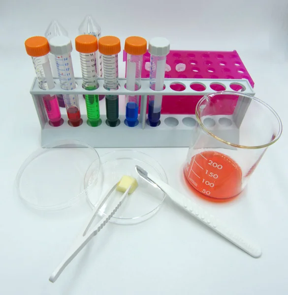 Laboratory Labware Science Experiments White Background — Stock Photo, Image