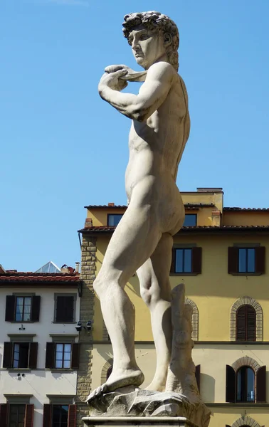 Estatua David Miguel Ángel Piazza Della Signoria Florencia Italia — Foto de Stock