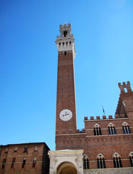 Turm Von Mangia Siena Toskana Italien — Stockfoto