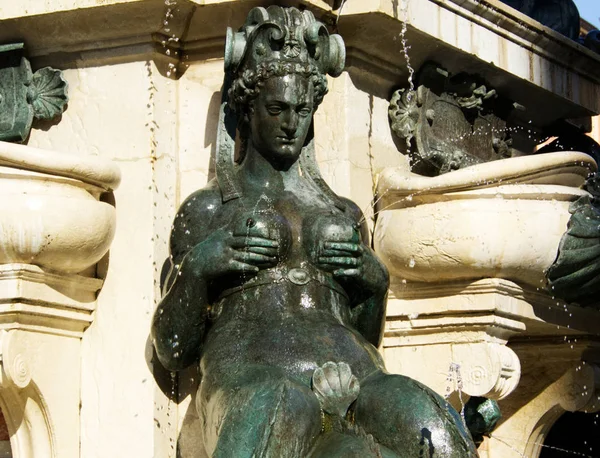 Sirène Fontaine Neptune Bologne Italie — Photo