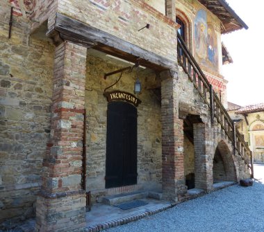Grazzano Visconti, reconstruction of a medieval village, free entry, in the province of Piacenza, Italy  clipart