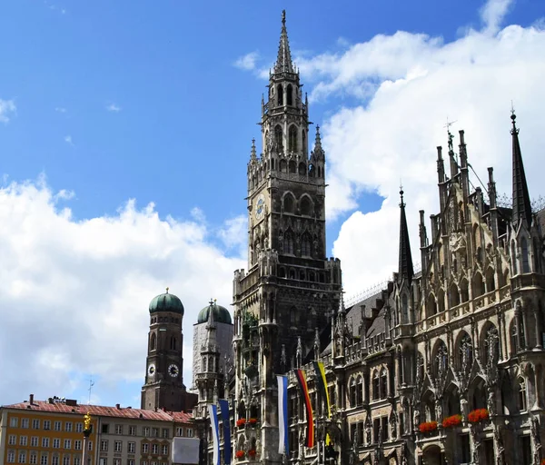 Der Turm Des Münchner Rathauses Bayern Deutschland — Stockfoto
