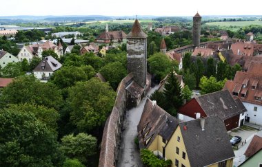 Rothenburg ob der Tauber'in geleneksel binaları, Bavyera, Almanya