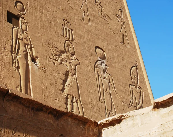 Płaskorzeźby Ścianach Świątyni Edfu Nubia Egipt — Zdjęcie stockowe