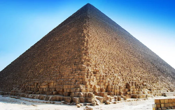 Kahire Deki Büyük Keops Piramidinin Dibinde Tırmanma Belirtisi Yok Mısır — Stok fotoğraf