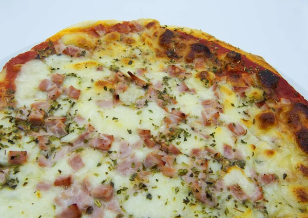 Pizza Com Presunto Mussarela Pizza Prosciutto Comida Italiana Tradicional — Fotografia de Stock