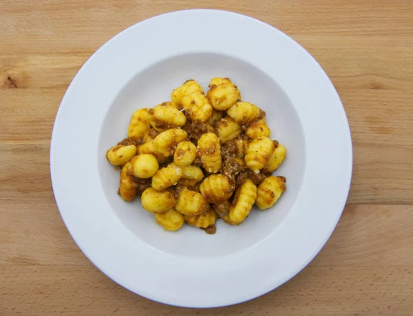 Gnocchi Pommes Terre Maison Avec Sauce Bolognaise Ragu Sur Une — Photo