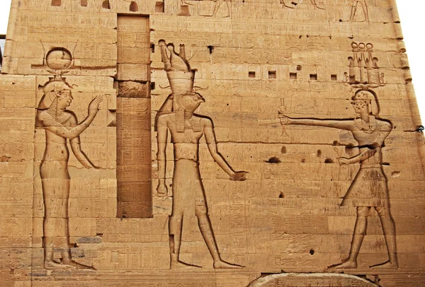Reliëfs Pijlers Van Het Eiland Van Het Bestand Assuan Egypt — Stockfoto