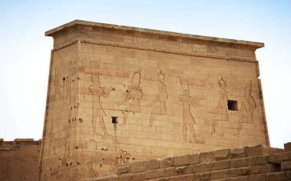 Reliefs Pillars Island File Assuan Egypt — Stock Photo, Image