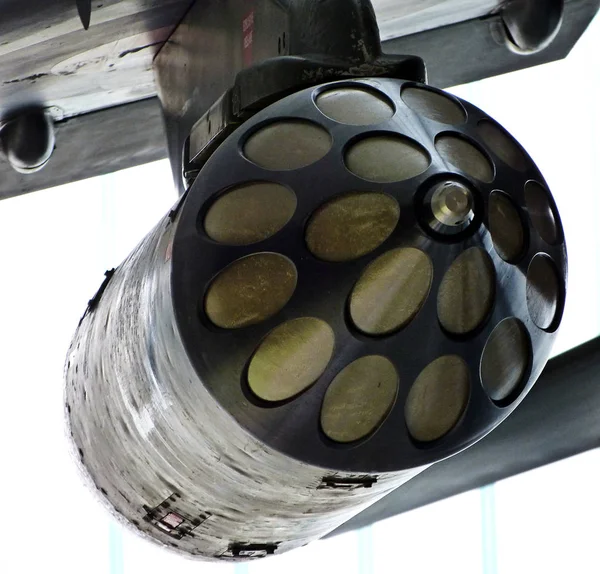 Close Rocket Pod Harrier Gr9 British Jet Stol Performance Vertical — Stock Photo, Image
