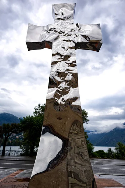 Хрест Біля Озера Лугано Лаго Лугано Велика Британія — стокове фото