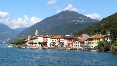  Yazın Lugano Gölü'nde navigasyon, video. Lugano, Ticino kanton, İsviçre