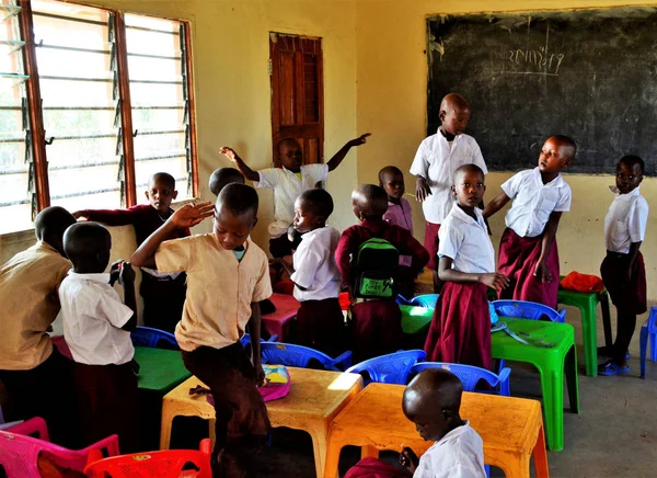 Masai Mara Kenya Africa Gennaio 2018 Bambini Villaggio Masai Scuola — Foto Stock