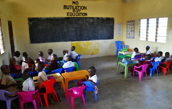 Masai Mara Kenya Africa Gennaio 2018 Bambini Villaggio Masai Scuola — Foto Stock