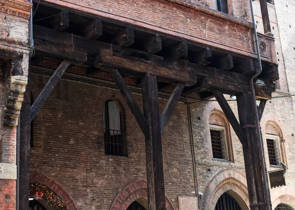 Die Alte Und Ursprüngliche Hölzerne Arkade Von Bologna Italien — Stockfoto
