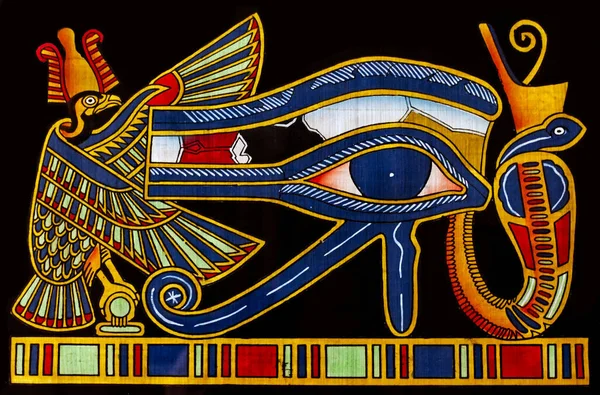 埃及纸莎草 荷鲁斯的眼睛 也被称为拉神的眼睛 — 图库照片