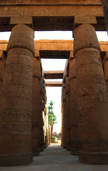 Древняя Колонна Храме Карнака Египет — стоковое фото