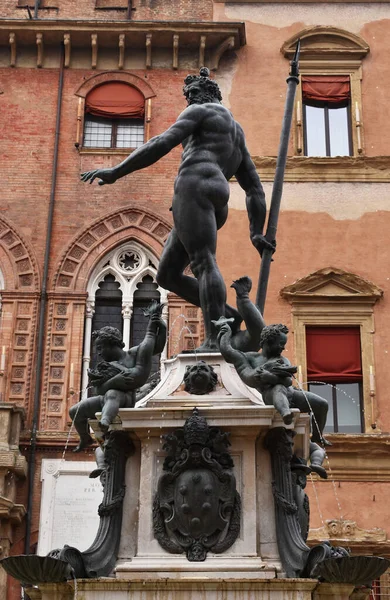 Fontaine Neptune Située Près Piazza Maggiore Bologne Italie — Photo