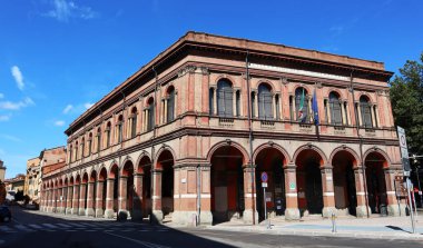 Bolonya / İtalya - 8 Nisan 2020: Coronavirus sırasında Bolonya 'nın boş sokakları, covid-19, pandemik. Bologna tecrit.