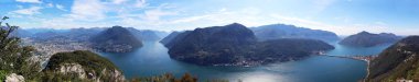 Lugano Gölü 'nün panorama manzarası. İsviçre