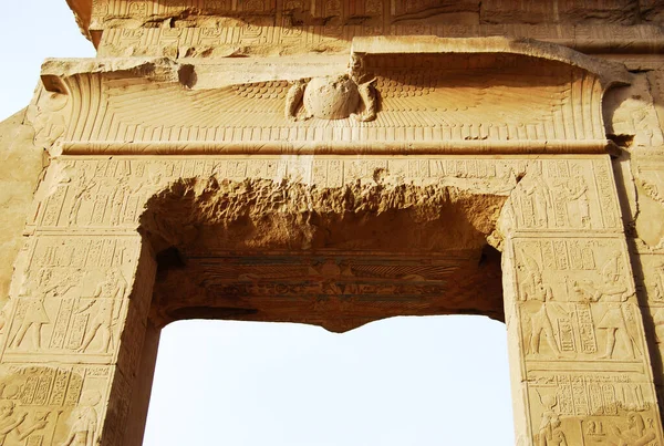 Ancient Pillar Hieroglyphic Temple Kom Ombo Egypt — Stock Photo, Image