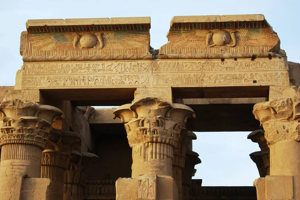 Ancient Pillar Hieroglyphic Temple Kom Ombo Egypt — Stock Photo, Image