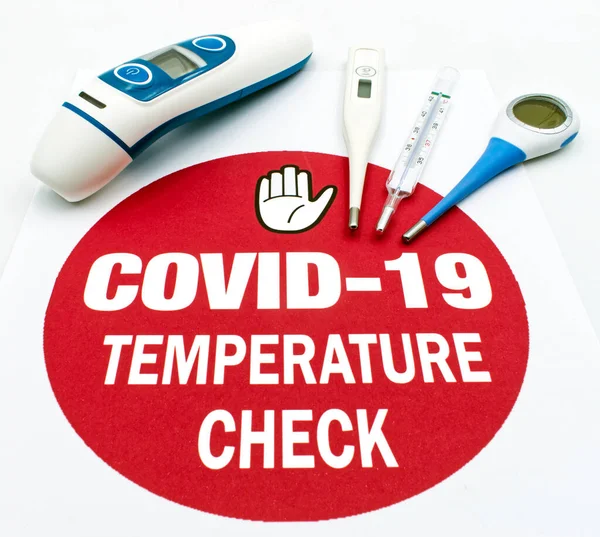 Covid-19 temperature check. Infrared, digital and classic thermometer. Coronavirus fever examination concept